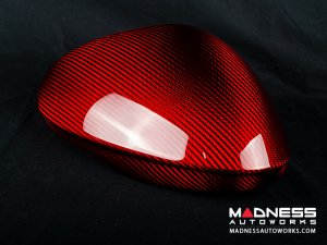 Alfa Romeo Giulia Mirror Covers - Carbon Fiber - Full Replacements - Red Candy